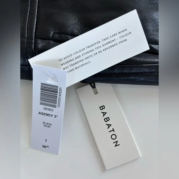 NWT Babaton Black Vegan Leather Agency 3" Mini Short, Size 0 - Picture 6 of 10